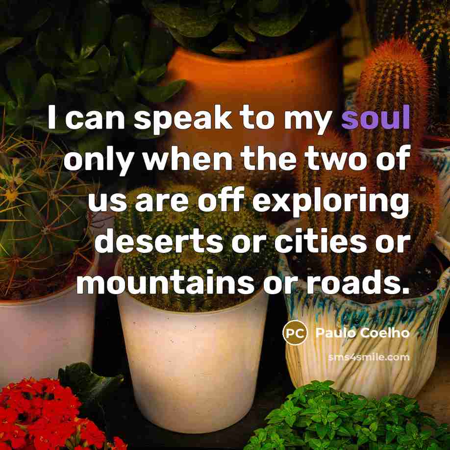 “I can speak to my soul only when the two…” quote by Paulo Coelho