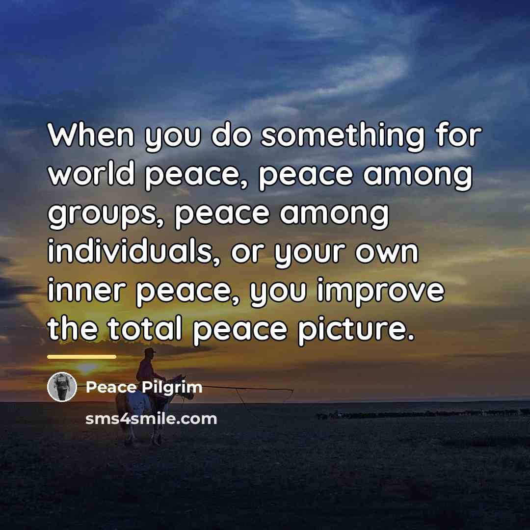 “When you do something for world peace, peace among groups,…” quote by Peace Pilgrim