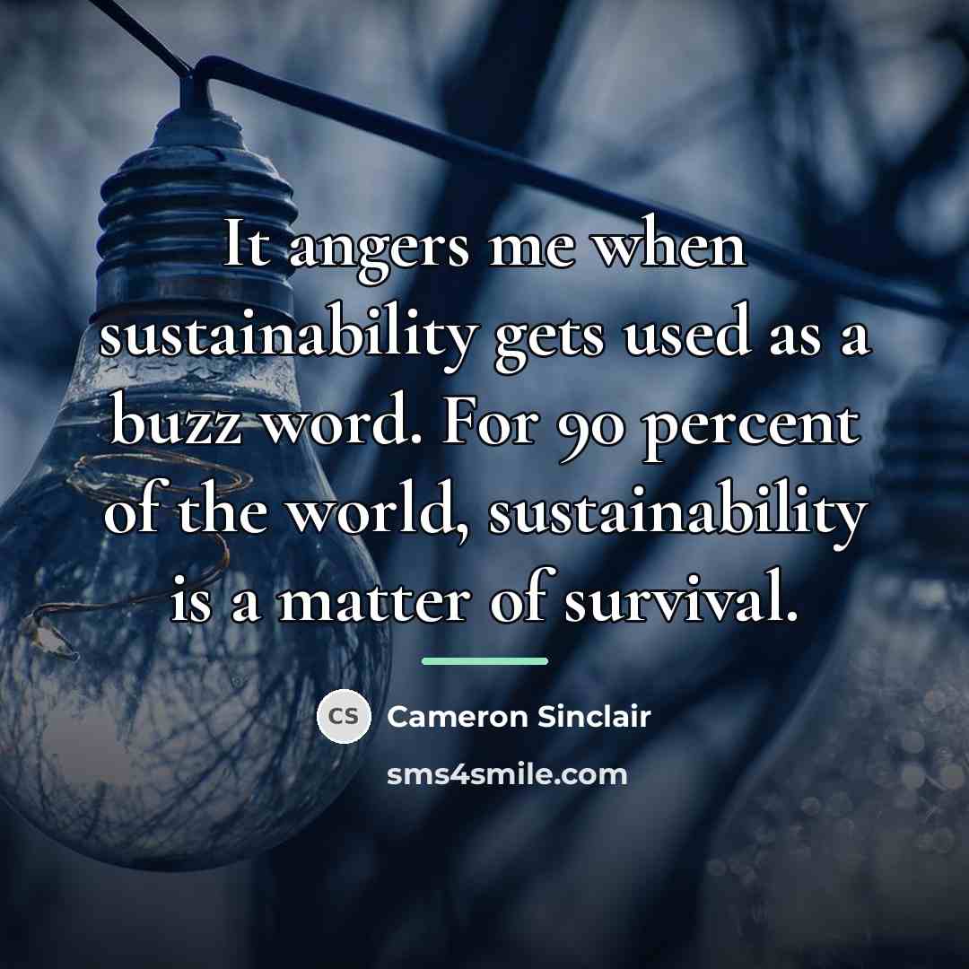 “It angers me when sustainability gets used as a buzz…” quote by Cameron Sinclair