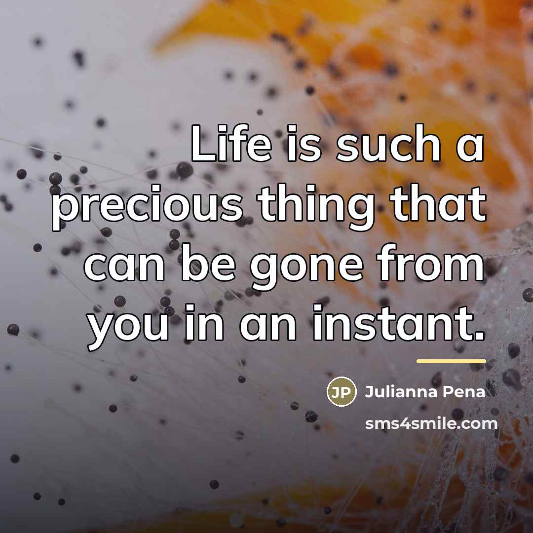 “Life is such a precious thing that can be gone…” quote by Julianna Pena