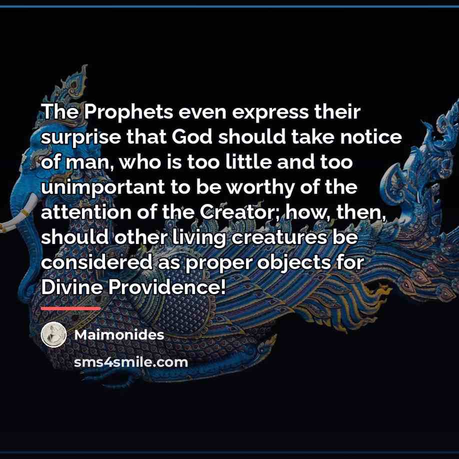 “The Prophets even express their surprise that God should take…” quote by Maimonides