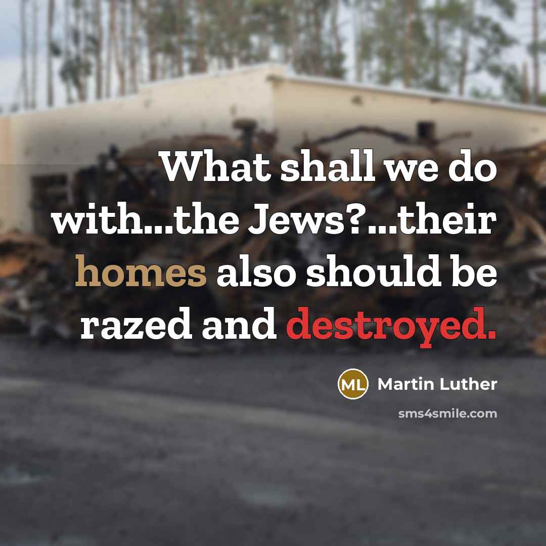 “What shall we do with...the Jews?...their homes also should be…” quote by Martin Luther