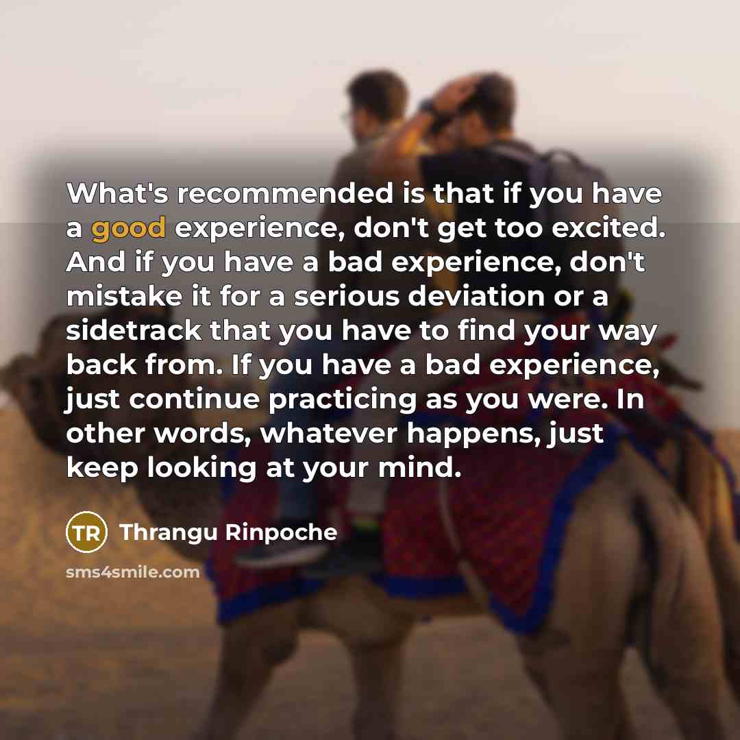 “What's recommended is that if you have a good experience,…” quote by Thrangu Rinpoche