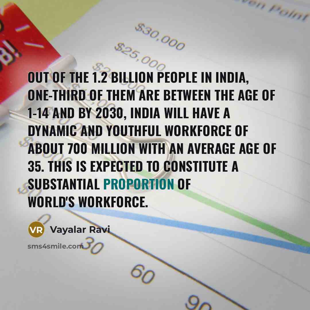 “Out of the 1.2 billion people in India, one-third of…” quote by Vayalar Ravi