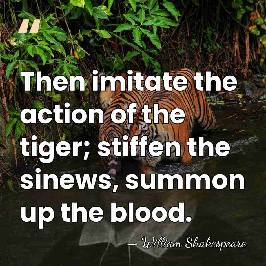 Then imitate the action of the tiger; stiffen the sinews, summon up&hellip; - William Shakespeare