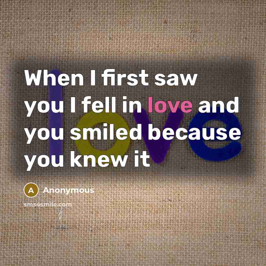 “When I first saw you I fell in love and…” quote by Anonymous