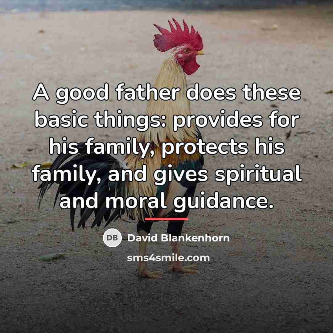 “A good father does these basic things: provides for his…” quote by David Blankenhorn