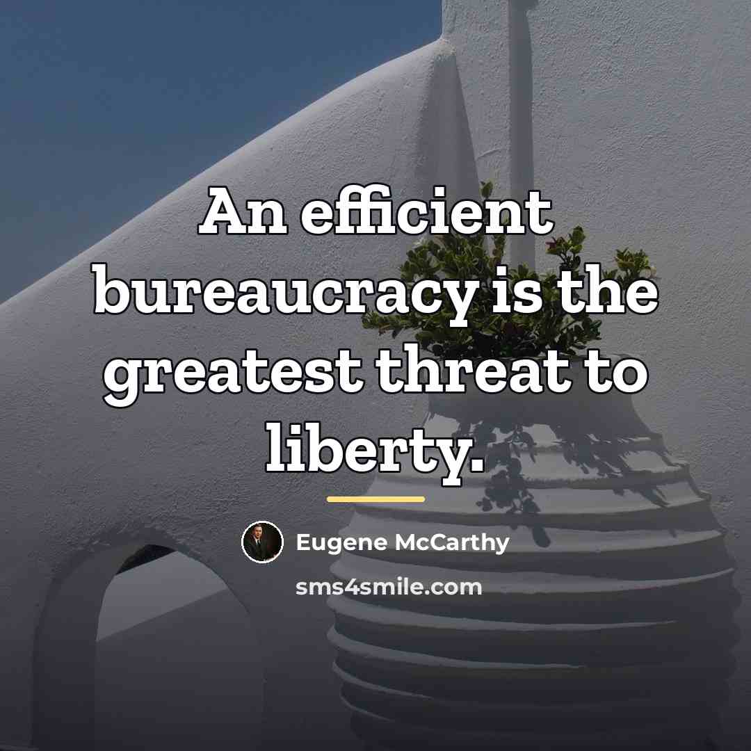 “An efficient bureaucracy is the greatest threat to liberty.…” quote by Eugene McCarthy