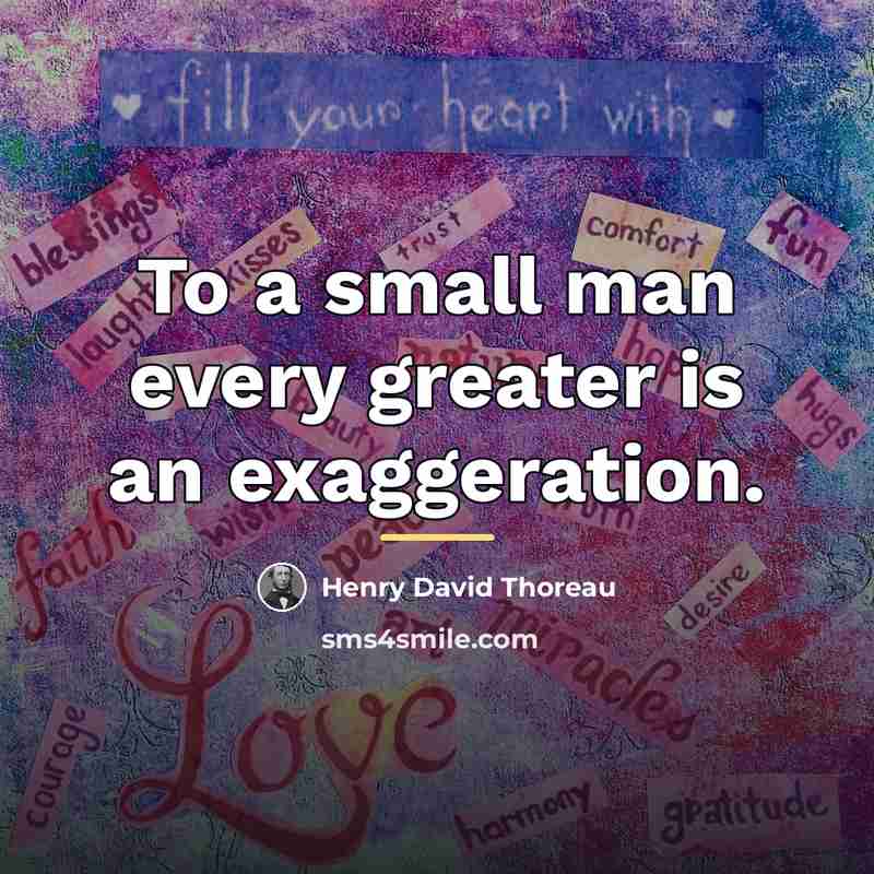 “To a small man every greater is an exaggeration.…” quote by Henry David Thoreau