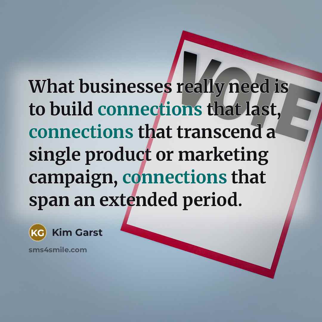 “What businesses really need is to build connections that last,…” quote by Kim Garst