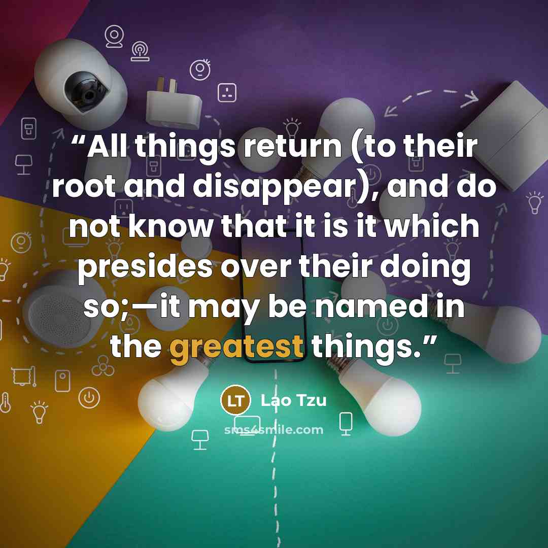“All things return (to their root and disappear), and do not know that it is it which presides over their doing so;—it may be named in the greatest things.” quote by Lao Tzu