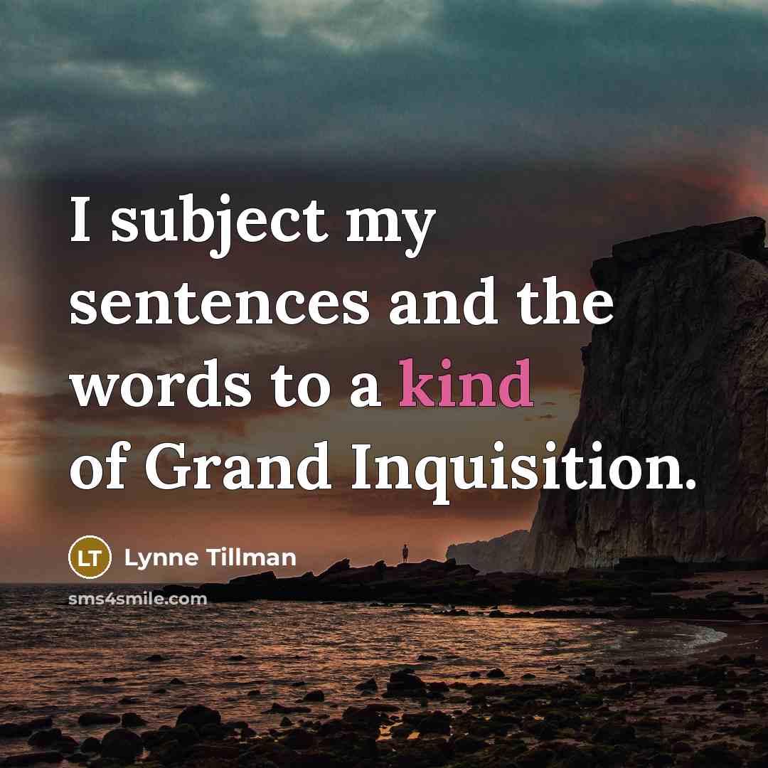 “I subject my sentences and the words to a kind…” quote by Lynne Tillman