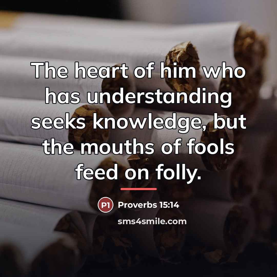 “The heart of him who has understanding seeks knowledge, but…” quote by Proverbs 15:14