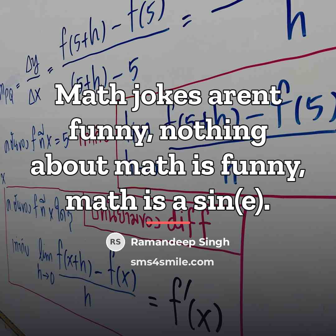 “Math jokes arent funny, nothing about math is funny, math…” quote by Ramandeep Singh