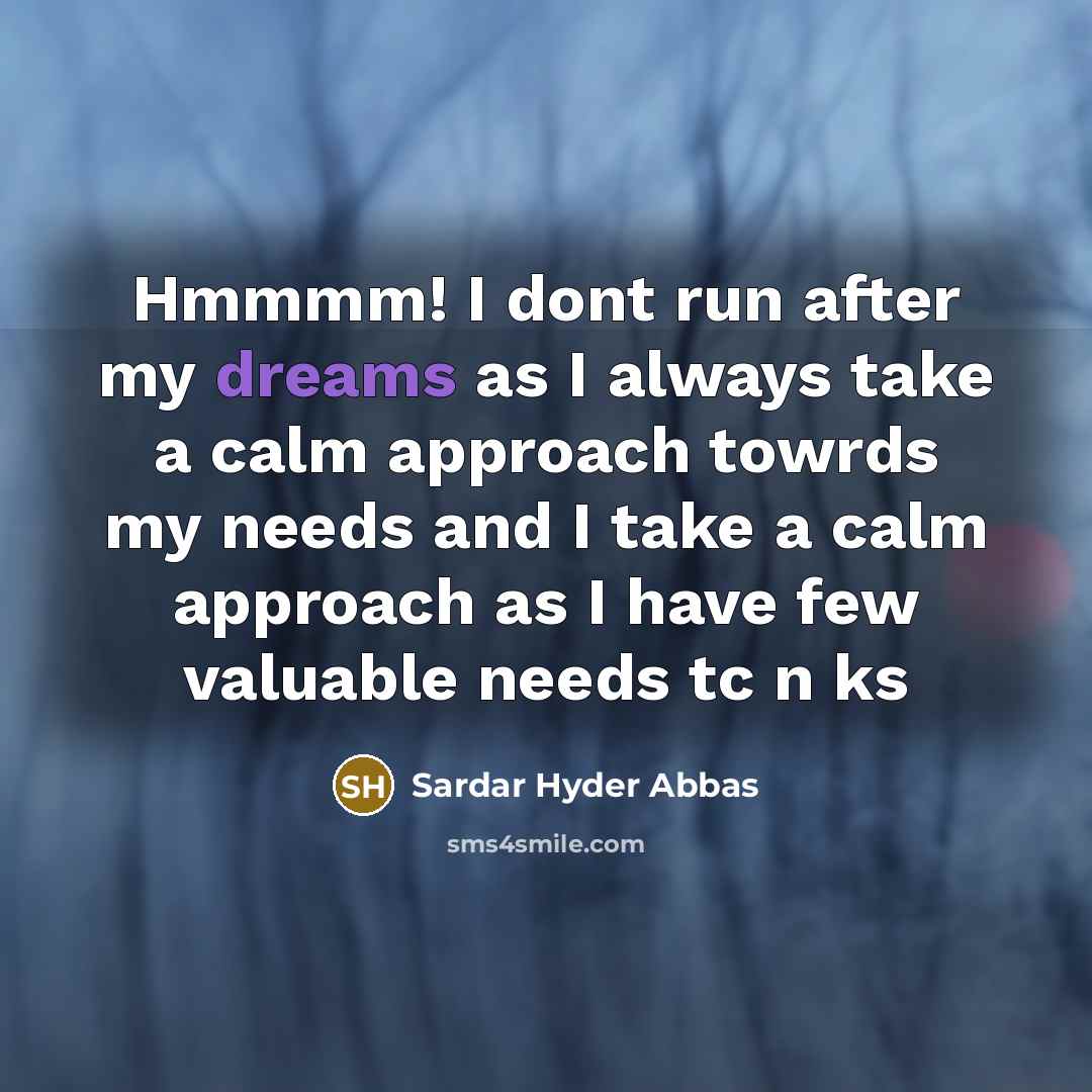 “Hmmmm! I dont run after my dreams as I always…” quote by Sardar Hyder Abbas
