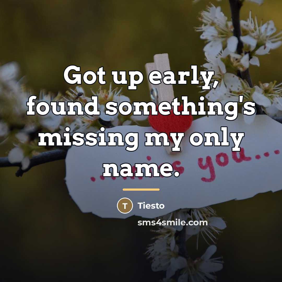 “Got up early, found something's missing my only name.…” quote by Tiesto