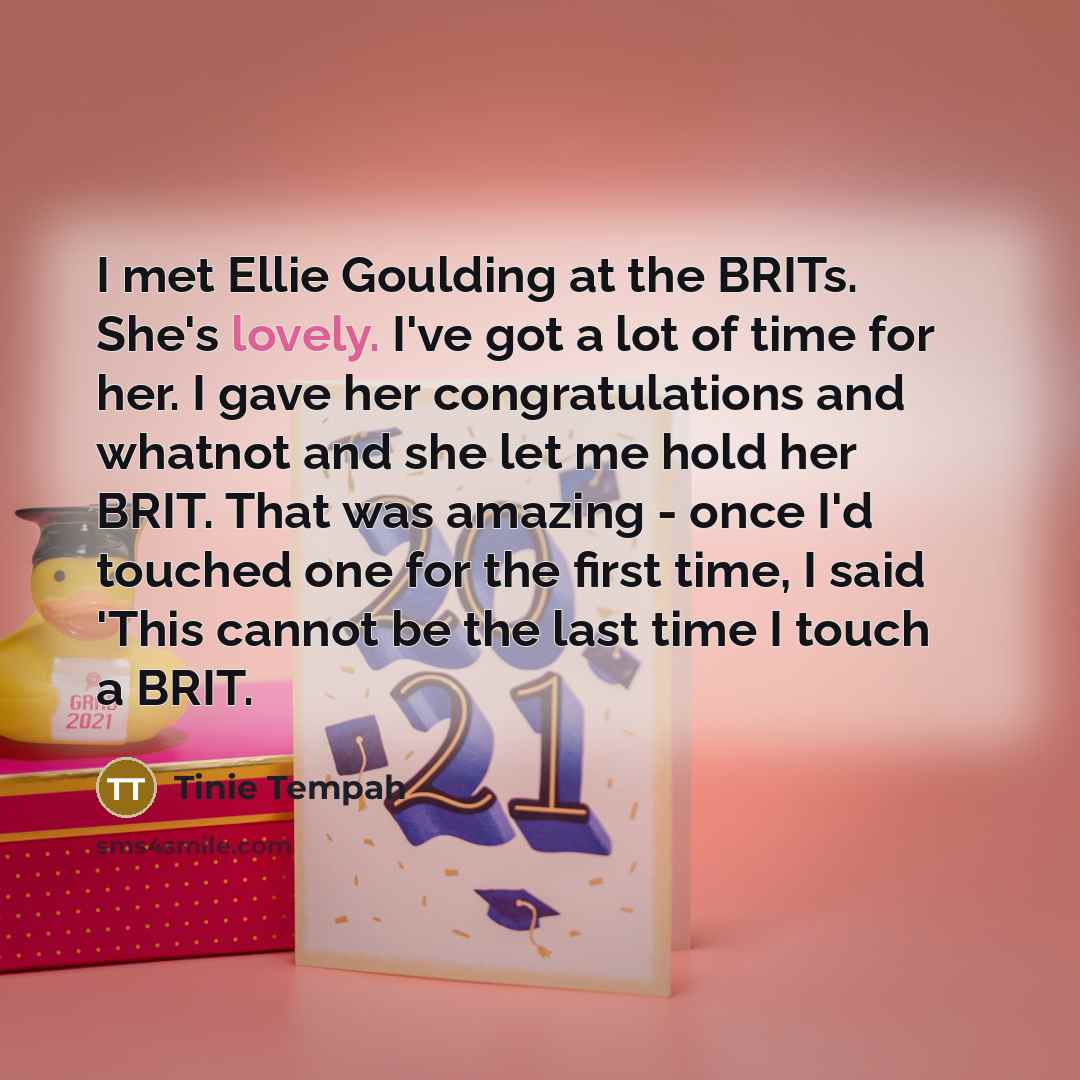 “I met Ellie Goulding at the BRITs. She's lovely. I've…” quote by Tinie Tempah