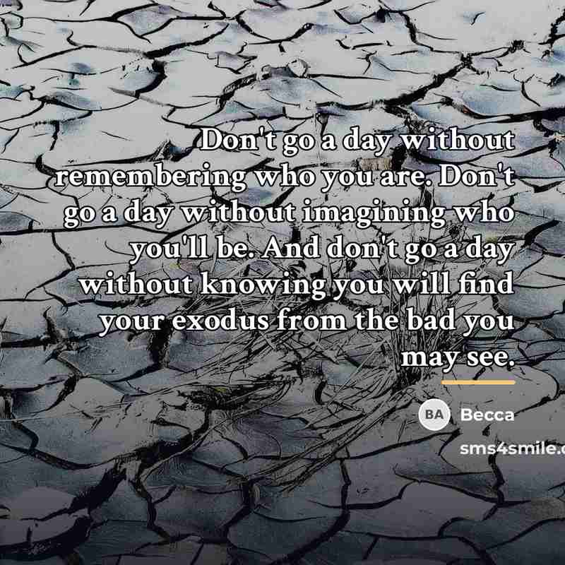 “Don't go a day without remembering who you are. Don't…” quote by Becca
