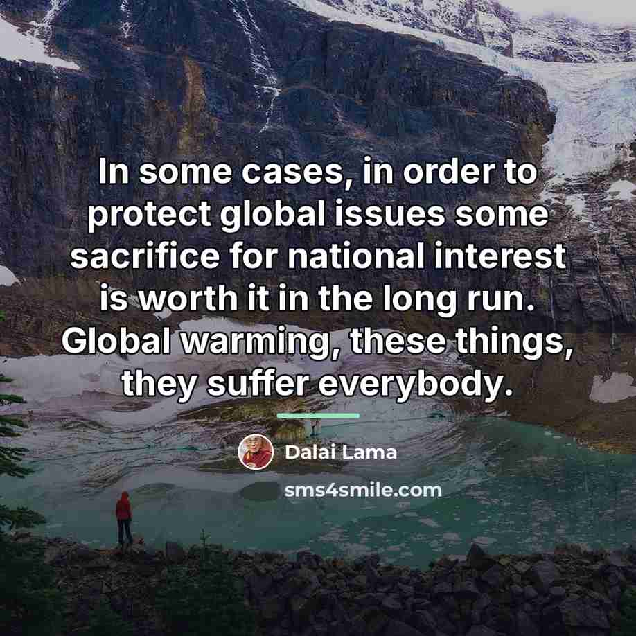 “In some cases, in order to protect global issues some…” quote by Dalai Lama