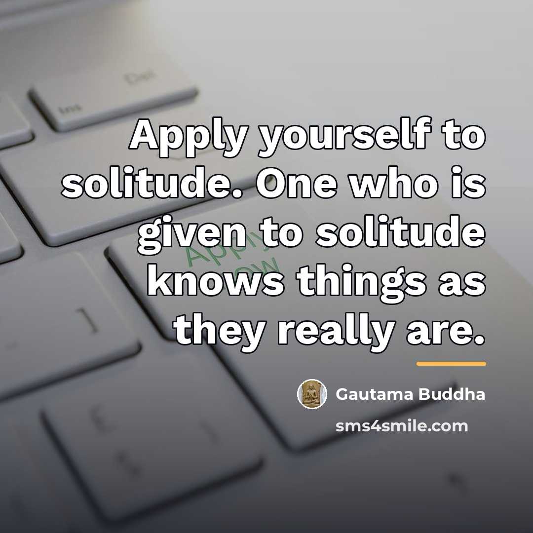 “Apply yourself to solitude. One who is given to solitude…” quote by Gautama Buddha