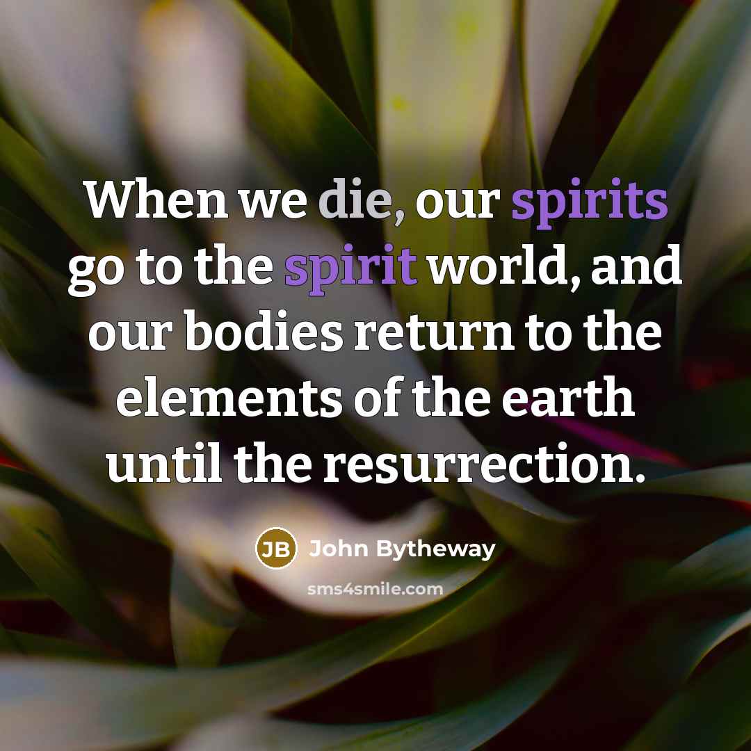 “When we die, our spirits go to the spirit world,…” quote by John Bytheway