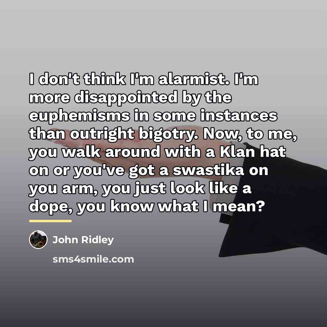 “I don't think I'm alarmist. I'm more disappointed by the…” quote by John Ridley
