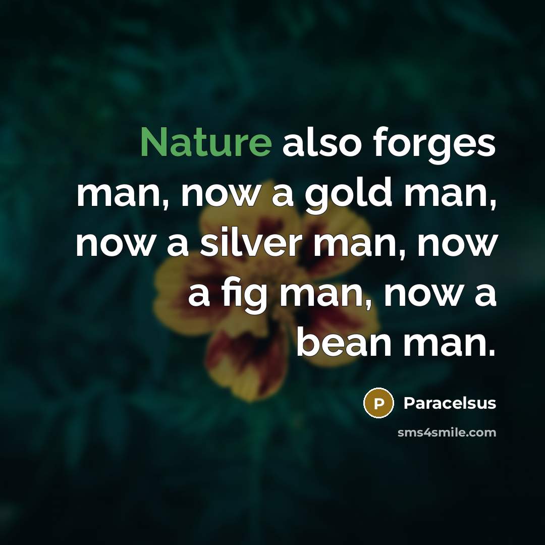 “Nature also forges man, now a gold man, now a…” quote by Paracelsus
