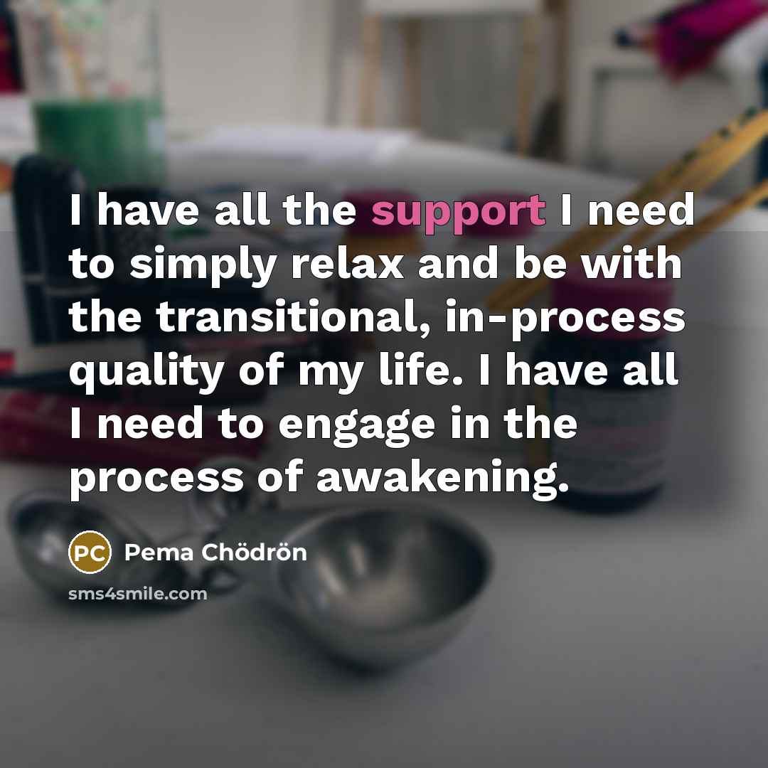 “I have all the support I need to simply relax…” quote by Pema Chodron