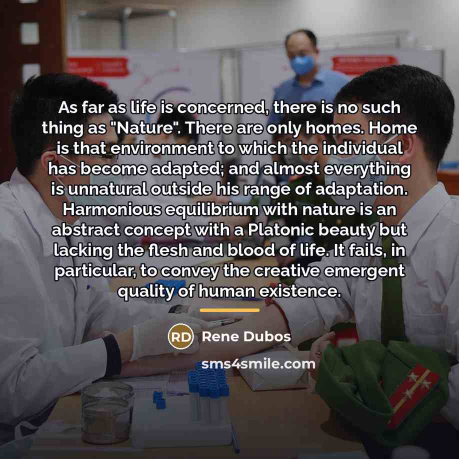 “As far as life is concerned, there is no such…” quote by Rene Dubos