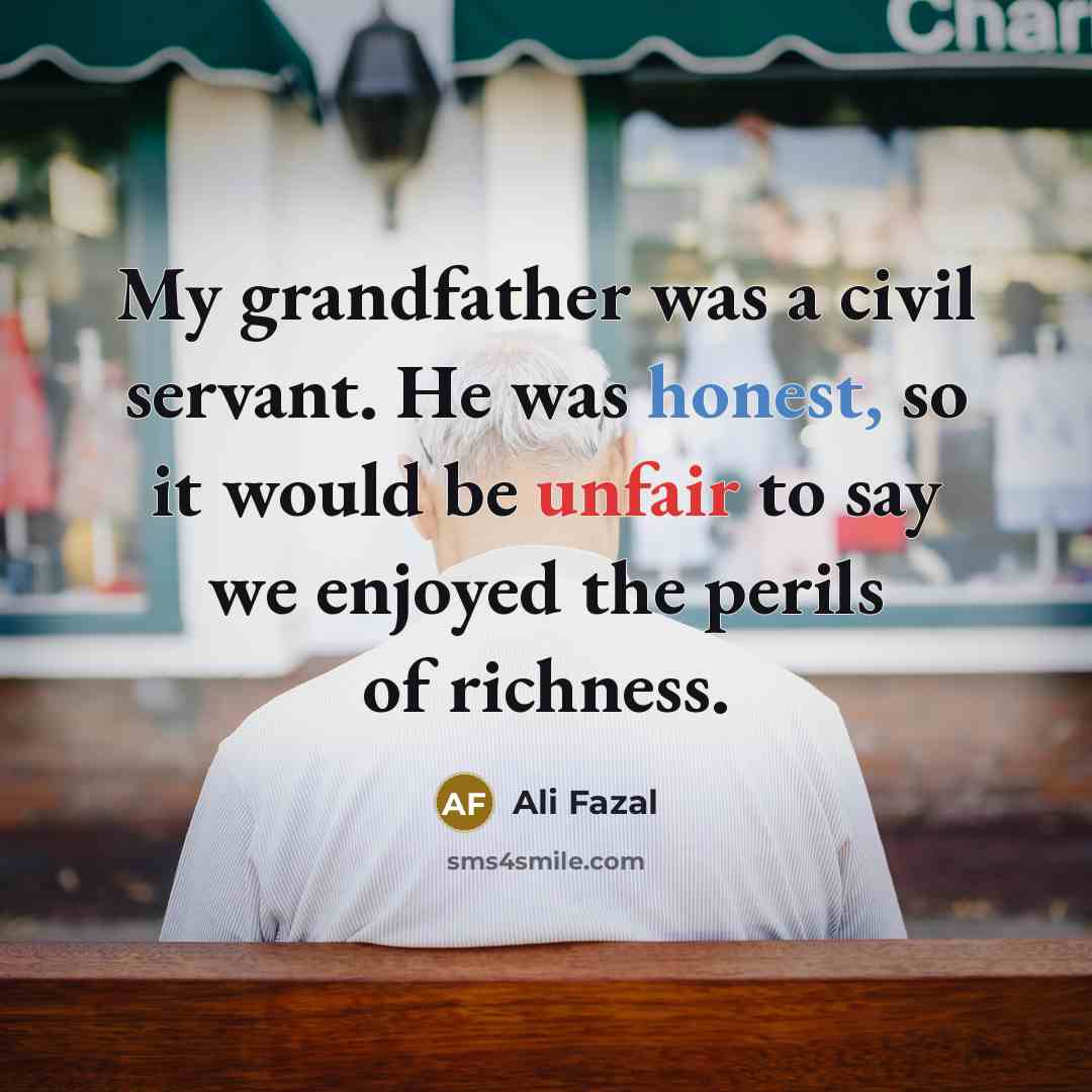 “My grandfather was a civil servant. He was honest, so…” quote by Ali Fazal