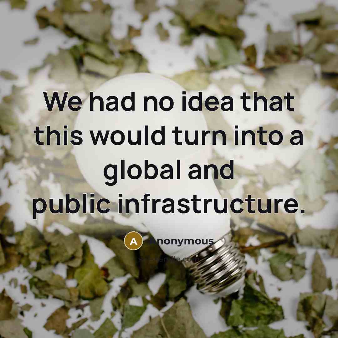 “We had no idea that this would turn into a global and public infrastructure.” quote by Anonymous