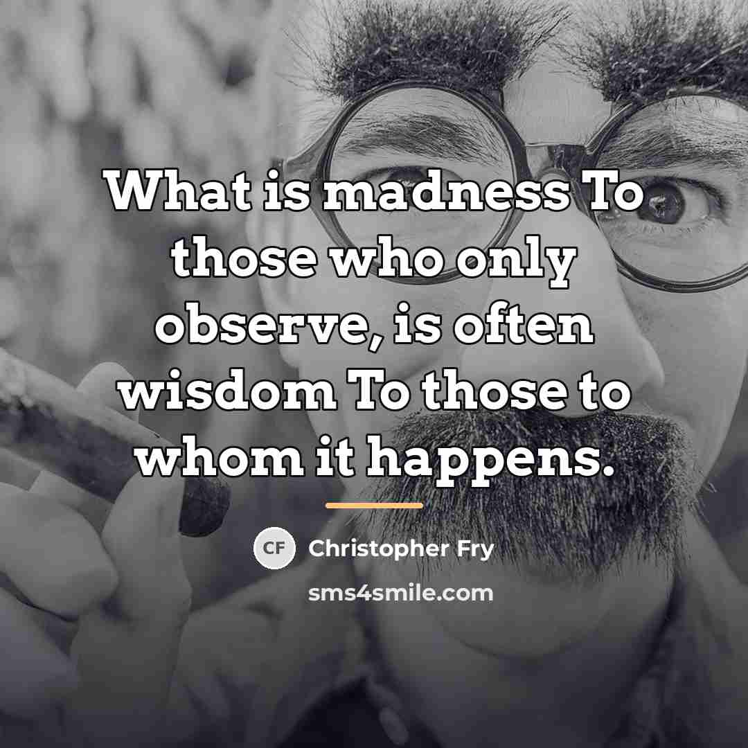 “What is madness To those who only observe, is often…” quote by Christopher Fry