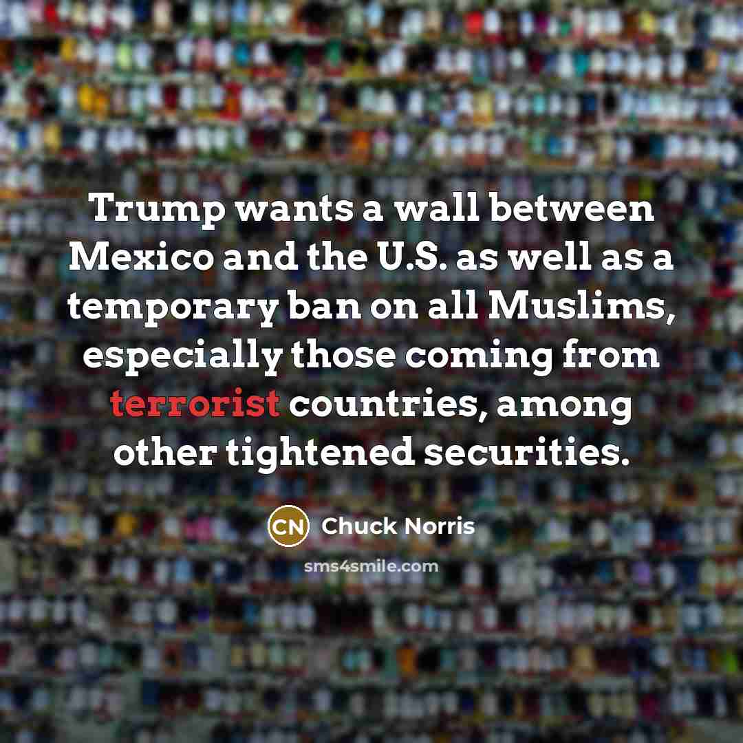 “Trump wants a wall between Mexico and the U.S. as…” quote by Chuck Norris