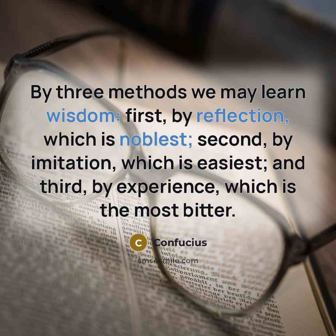 “By three methods we may learn wisdom: first, by reflection, which is noblest; second, by imitation, which is easiest; and third, by experience, which is the most bitter.” quote by Confucius
