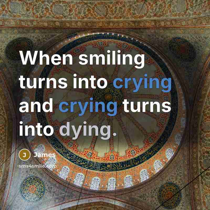 “When smiling turns into crying and crying turns into dying.” quote by James