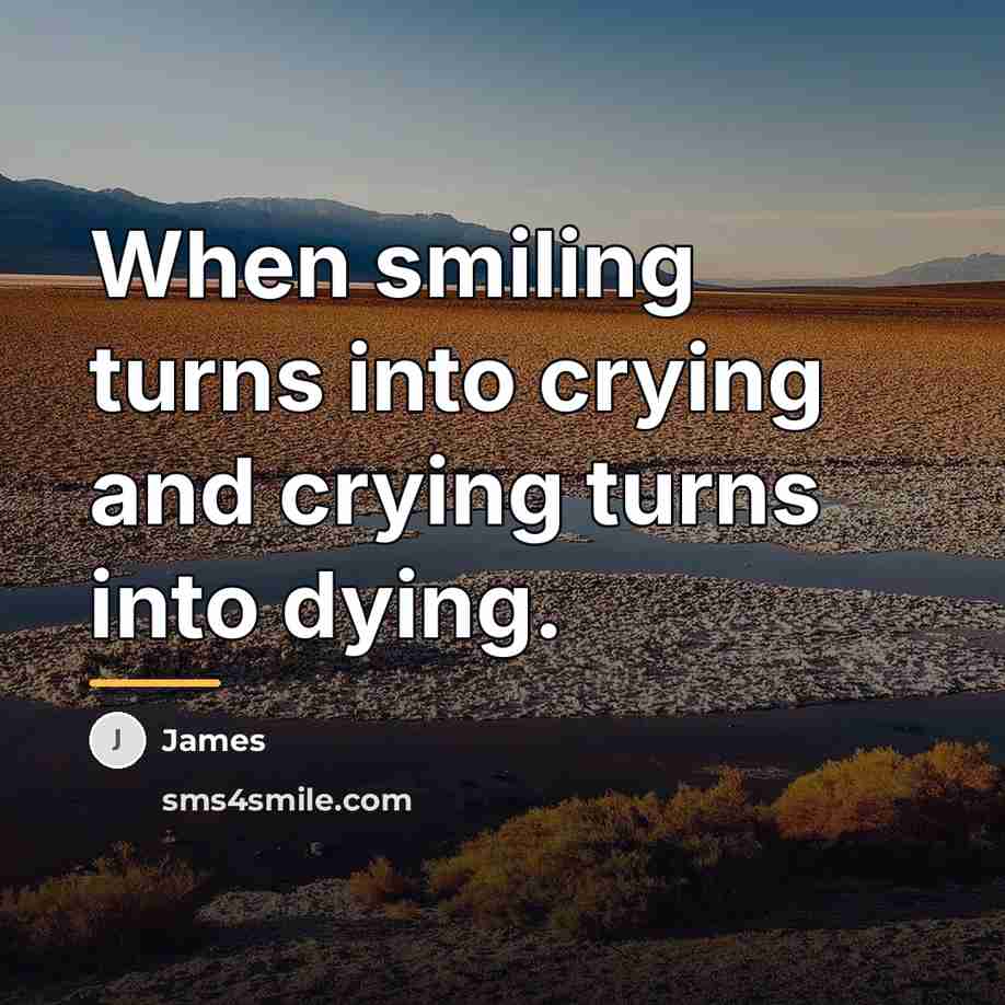 “When smiling turns into crying and crying turns into dying.…” quote by James