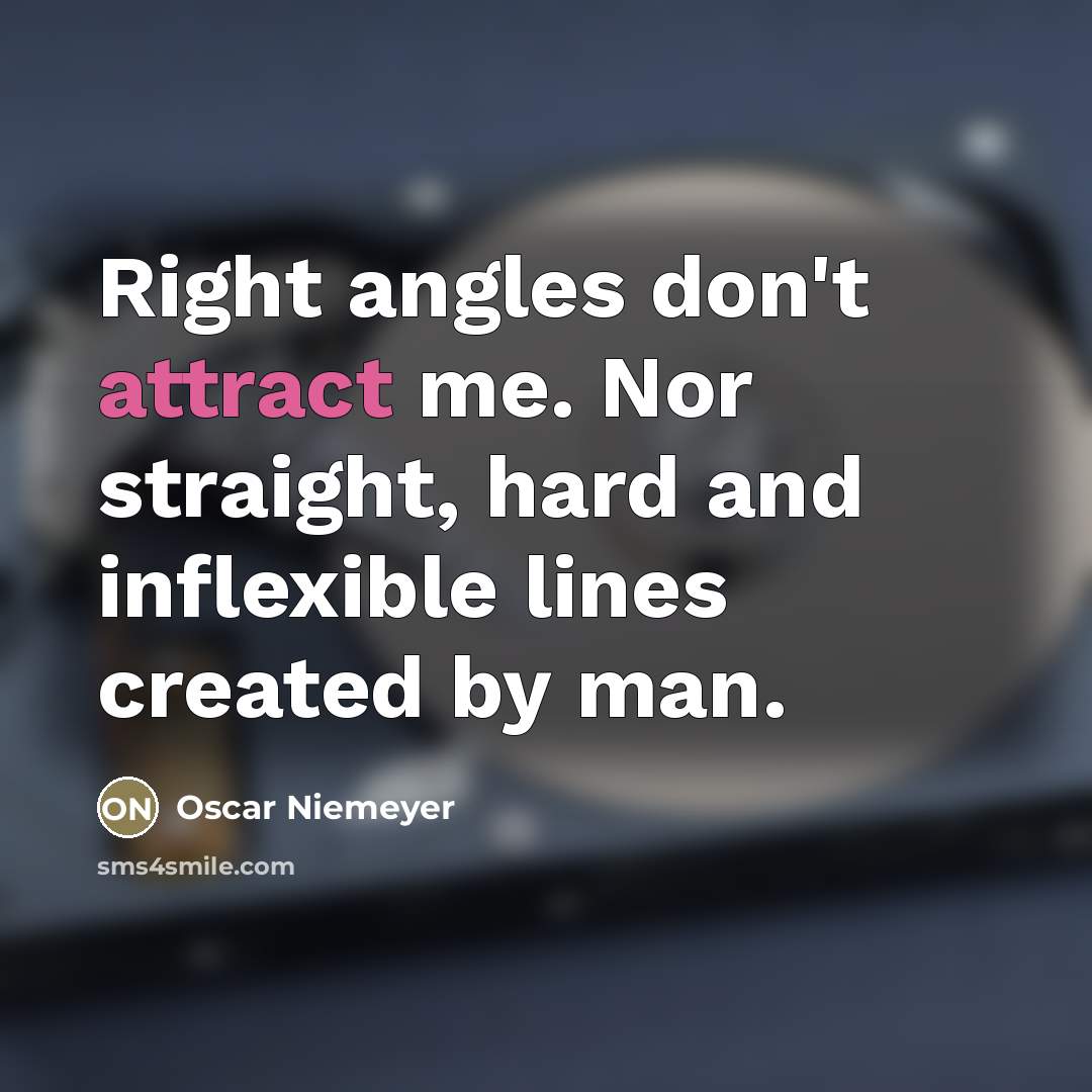 “Right angles don't attract me. Nor straight, hard and inflexible…” quote by Oscar Niemeyer