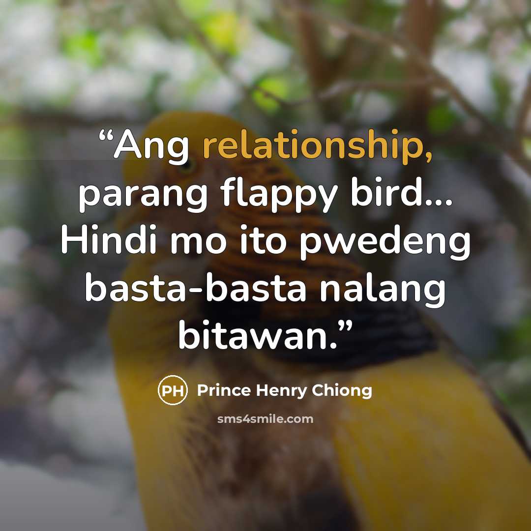 “Ang relationship, parang flappy bird... Hindi mo ito pwedeng basta-basta nalang bitawan.” quote by Prince Henry Chiong