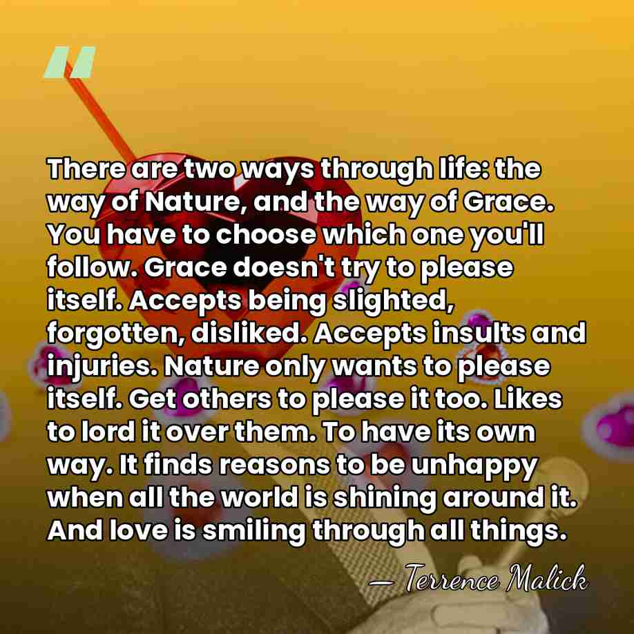 There are two ways through life: the way of Nature, and the&hellip; - Terrence Malick