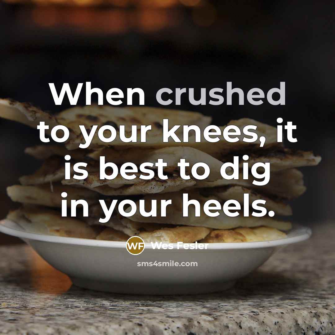 “When crushed to your knees, it is best to dig…” quote by Wes Fesler