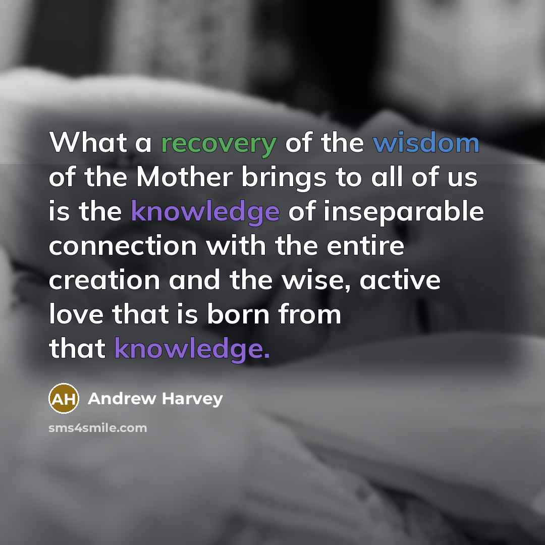 “What a recovery of the wisdom of the Mother brings…” quote by Andrew Harvey