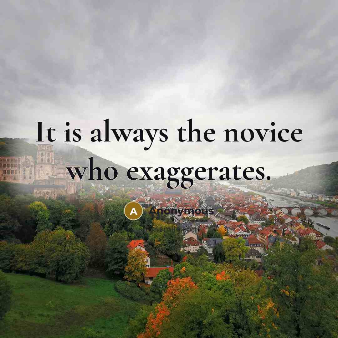 “It is always the novice who exaggerates.…” quote by Anonymous