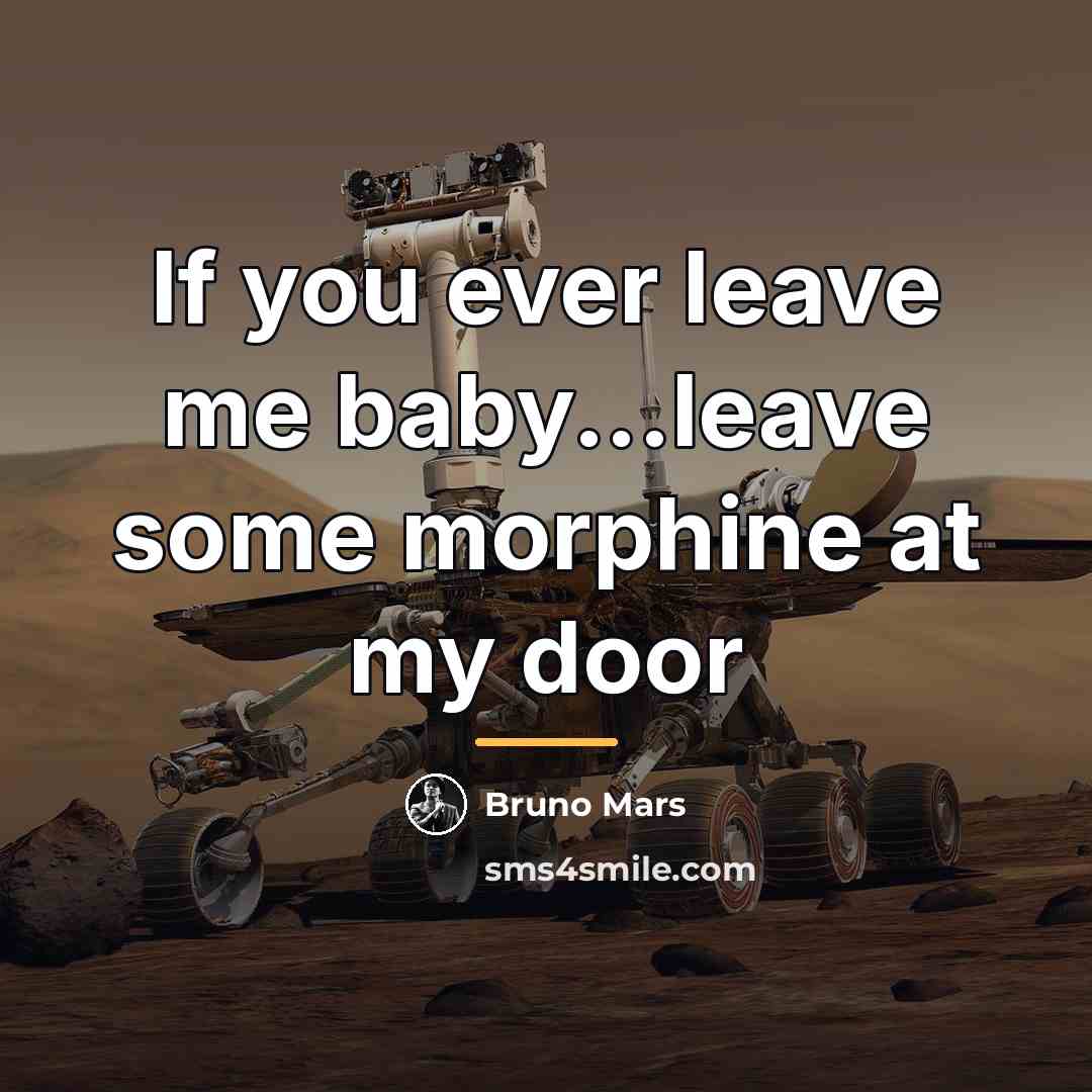 “If you ever leave me baby...leave some morphine at my…” quote by Bruno Mars