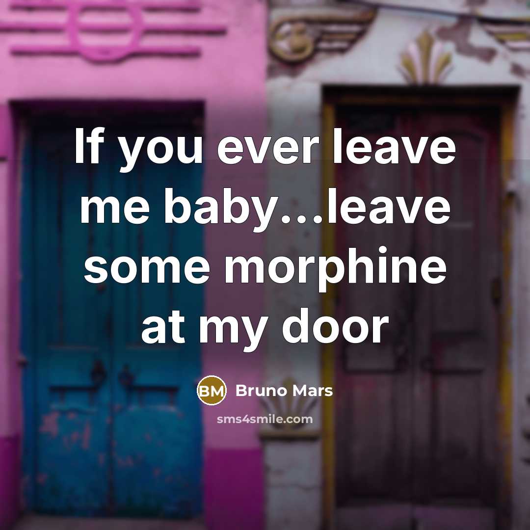“If you ever leave me baby...leave some morphine at my door” quote by Bruno Mars