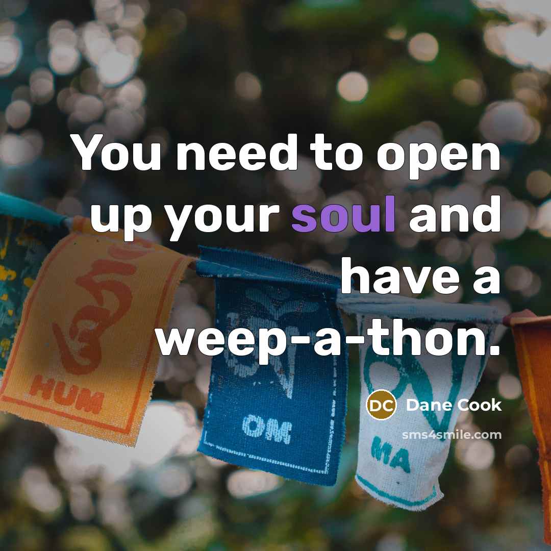 “You need to open up your soul and have a weep-a-thon.” quote by Dane Cook