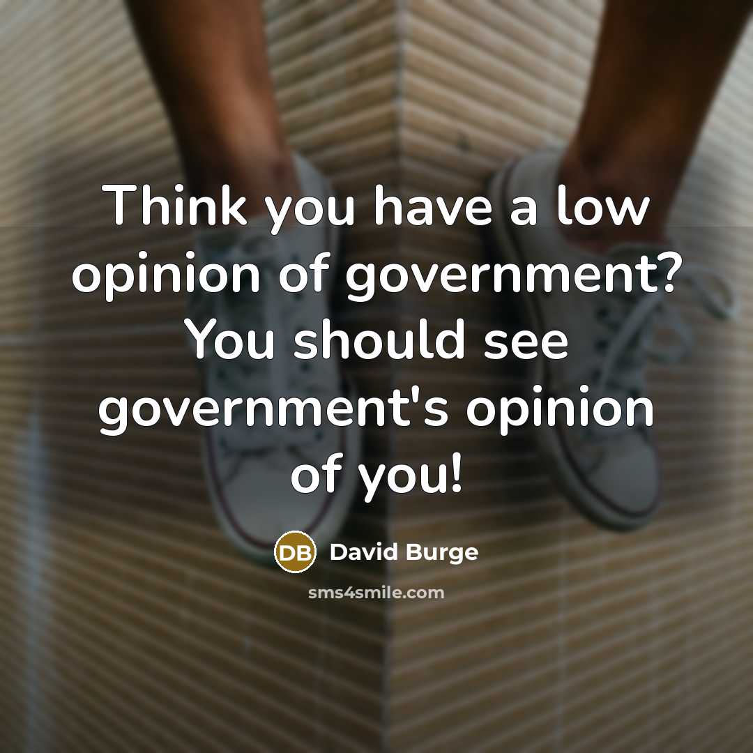 “Think you have a low opinion of government? You should…” quote by David Burge