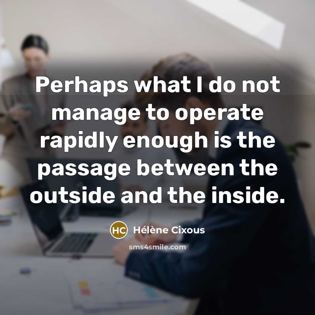 “Perhaps what I do not manage to operate rapidly enough…” quote by Helene Cixous