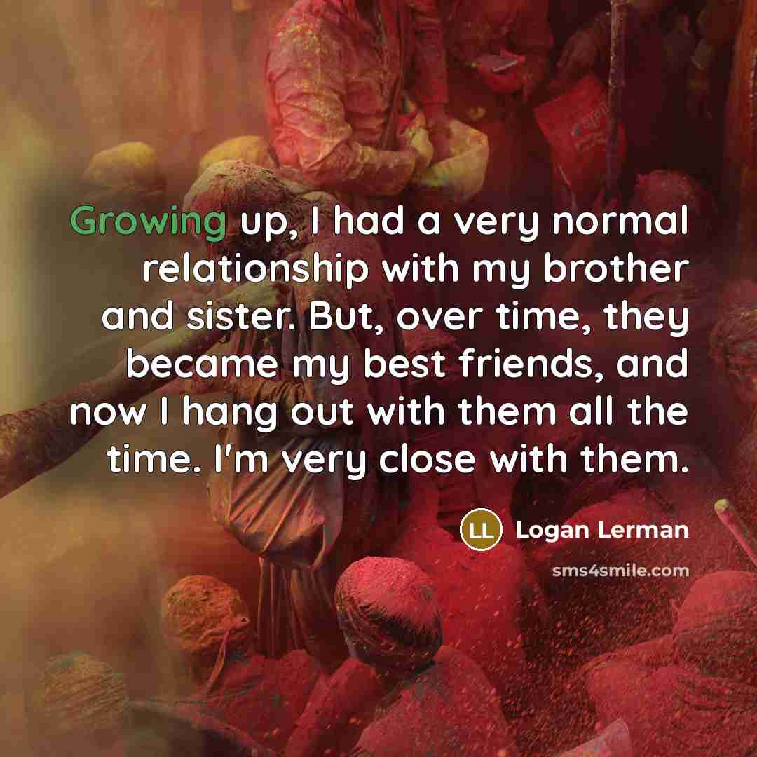 “Growing up, I had a very normal relationship with my…” quote by Logan Lerman