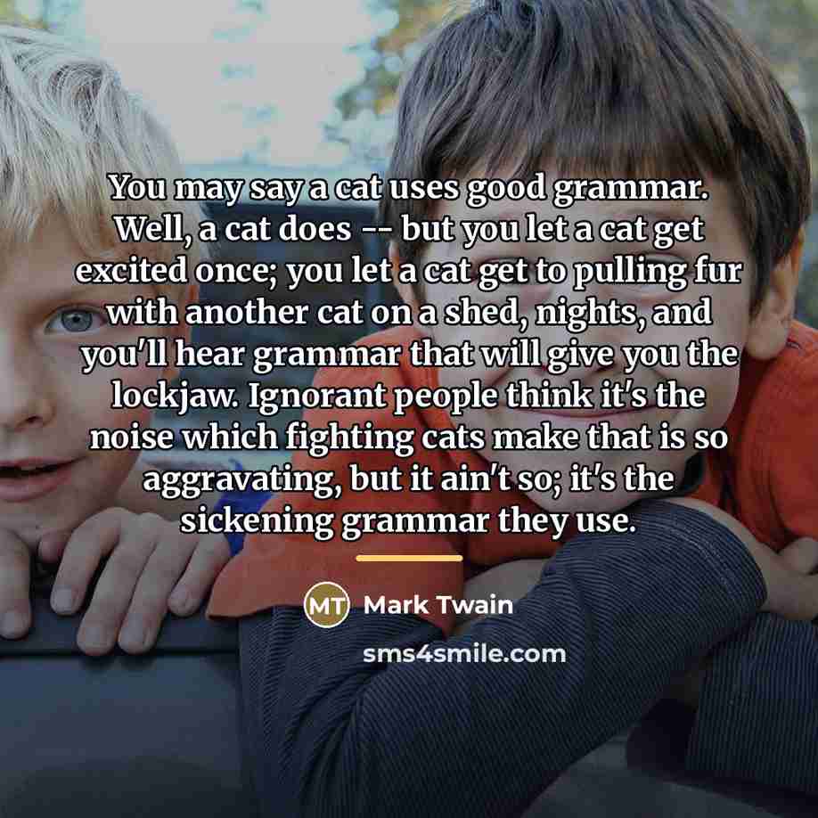 “You may say a cat uses good grammar. Well, a…” quote by Mark Twain