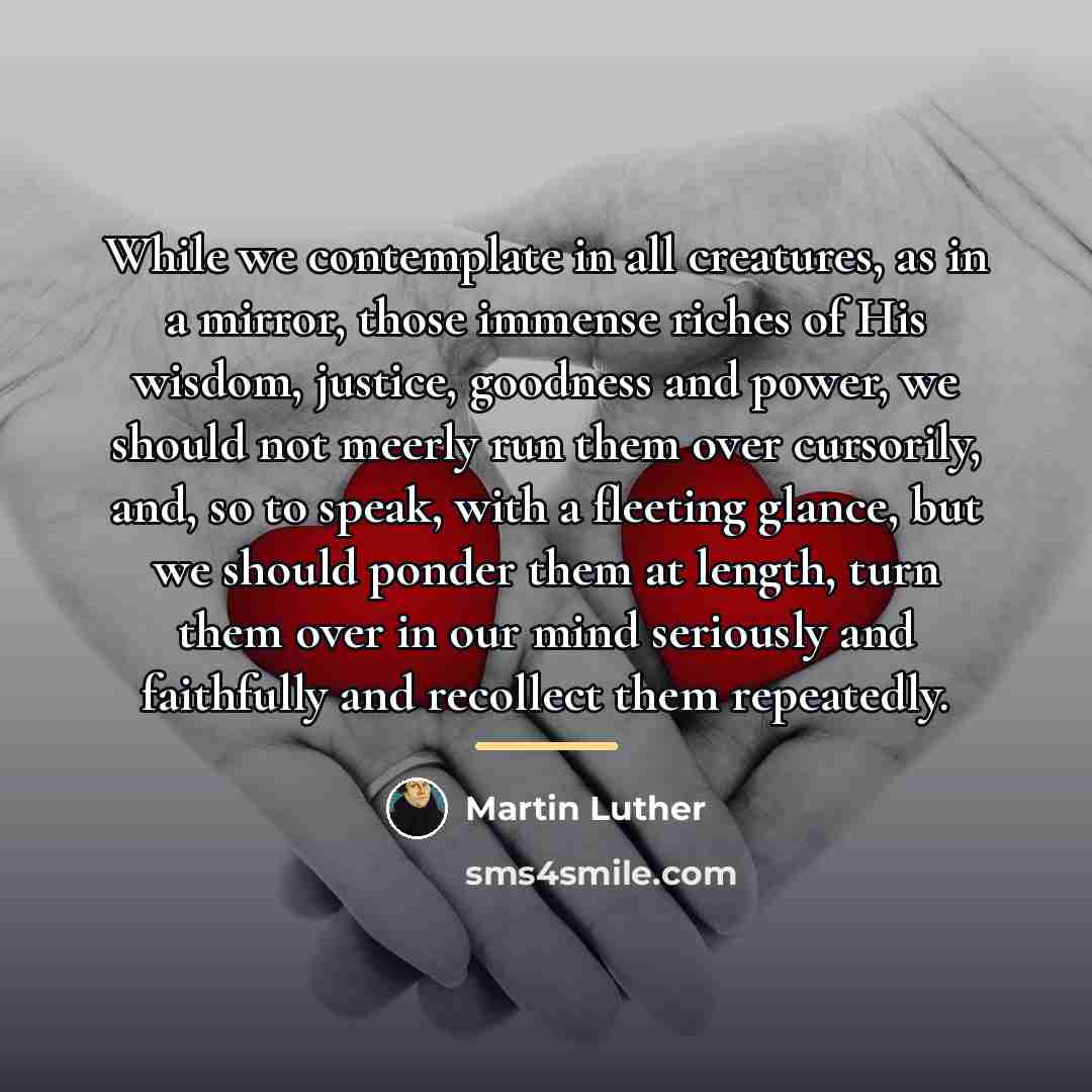 “While we contemplate in all creatures, as in a mirror,…” quote by Martin Luther